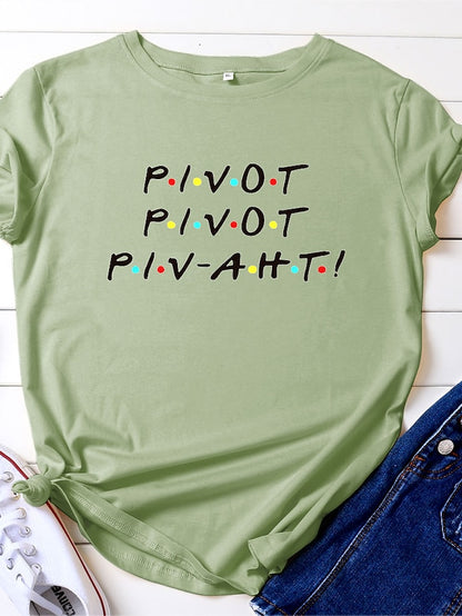 friends shirt women pivot friend t shirt letters print short sleeve casual letters printed top tee grey - LuckyFash™