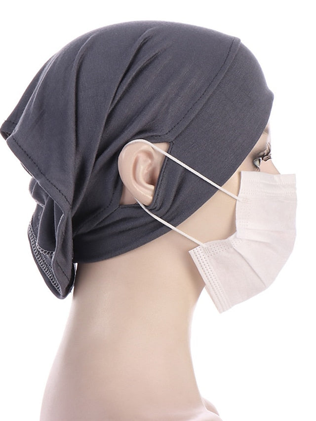 Soft Hood With Pierced Ears Inner Hijab Caps Muslim Stretch Turban Cap Islamic Underscarf Bonnet Hat Female Turbante - LuckyFash™