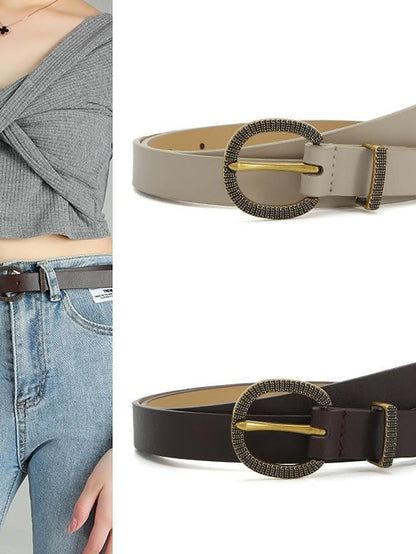 Women's PU Buckle Belt PU Leather Metal Bucke D-ring Classic Party Work Black Camel Brown Beige - LuckyFash™