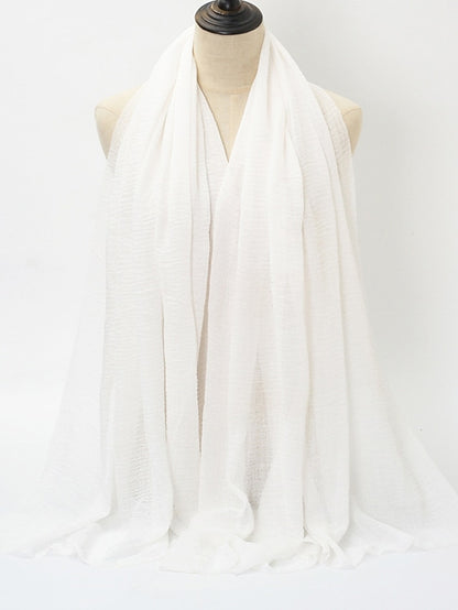 Plain Wrinkle Wrap Cotton Viscose Long Shawl Scarf Women Crinkle Hijab Shawl Muslim Head Hijab Scarf - LuckyFash™