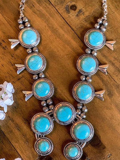 Linda Vibes Silver Turquoise Necklace - LuckyFash™