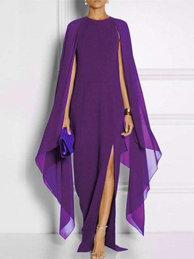 Womenâ€˜s Formal Party Dress Lace Dress Swing Dress Long Dress Maxi Dress Black Blue Purple Long Sleeve Pure Color Lace Winter Fall Spring Crew Neck Fashion Winter Dress Date 2023 S M L XL XXL 3XL 4XL - LuckyFash™