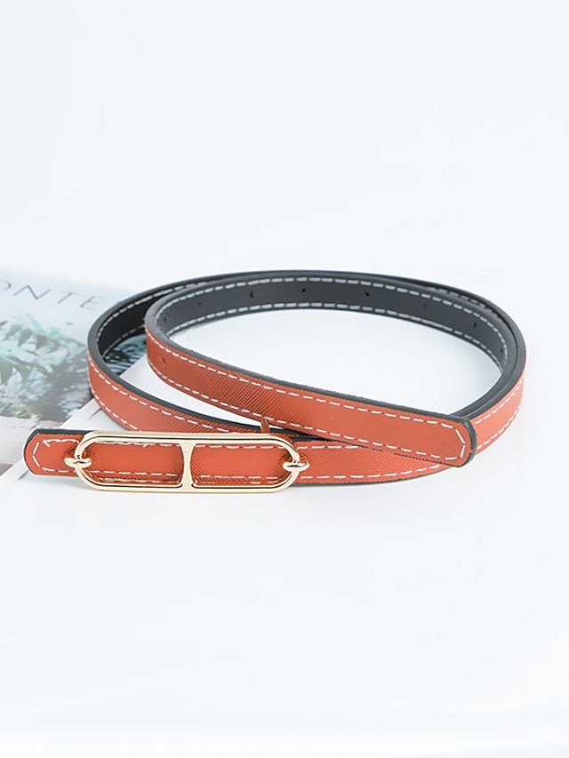 Women's Reversible Belt PU Leather Metal Bucke Eyelet Casual Formal Party Work Black Brown Gray - LuckyFash™