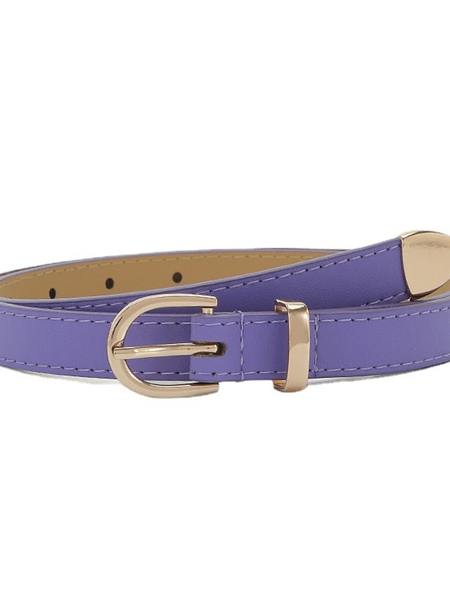 Women's Unisex PU Buckle Belt PU Leather Metal Bucke D-ring Casual Classic Party Daily Violet White Black Silver - LuckyFash™