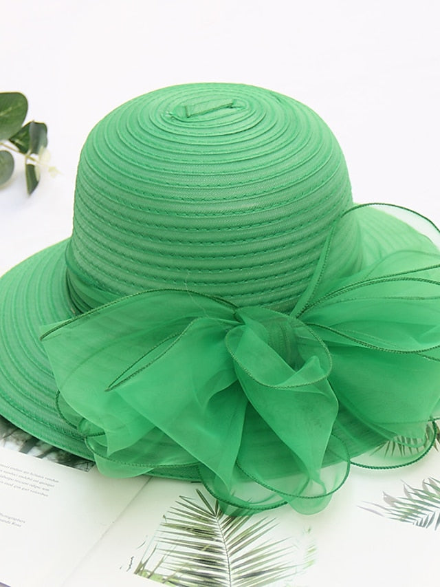 Women's Party Hat Party Wedding Street Mesh Bowknot Ribbon bow Dark Blue Beige Hat Black White Red Green Purple - LuckyFash™