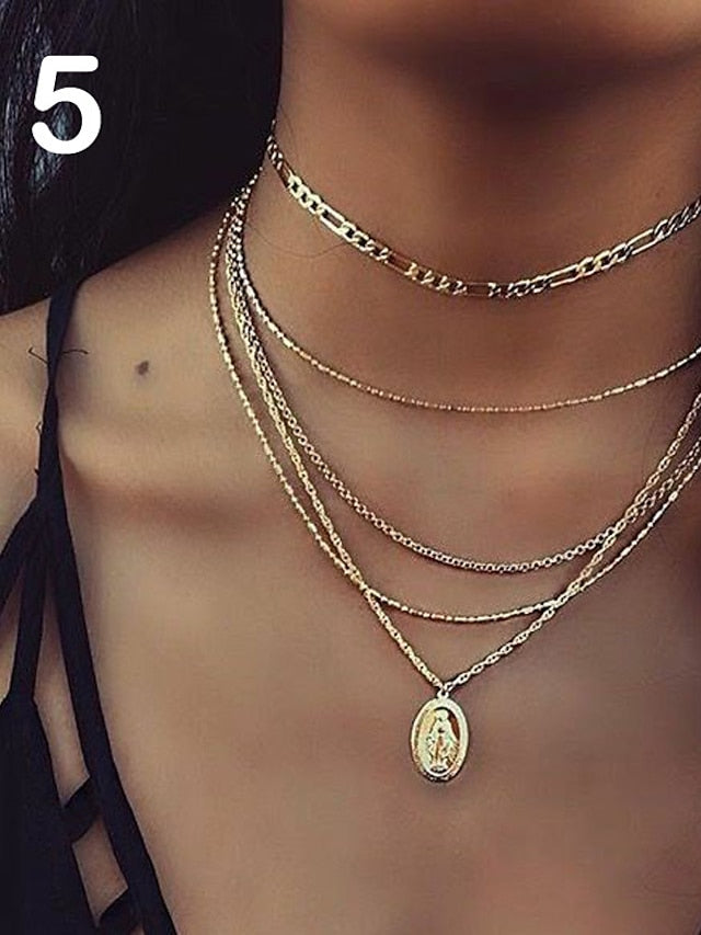 Choker Necklace Charm Necklace Layered Star Ladies Punk Lolita Bohemian Fashion Rhinestone Alloy Gold Layer Necklace 1 Layer Necklace 2 Layer Necklace 3 Layer Necklace 4 40 cm Necklace Jewelry - LuckyFash™
