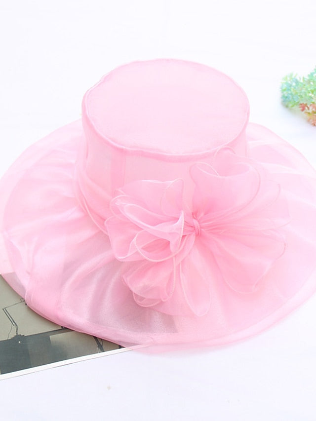 Women's Hat Fedora Hat Black Blue Purple Wedding Party Outdoor Floral Tulle Flower Portable Comfort Breathable - LuckyFash™