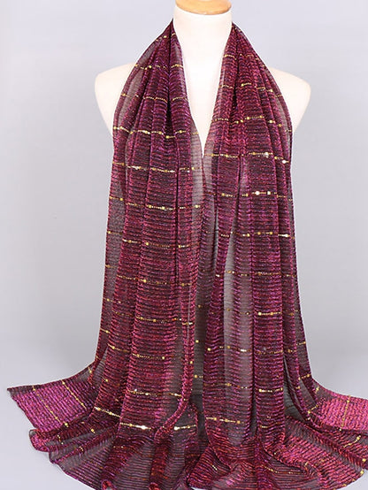 Plain Color Slide silk crumpled silver silk Hijab Headband Female Islamic Head Cover Wrap for Women Muslim Hijabs Hair Scarves - LuckyFash™