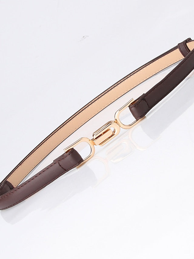 Women's Unisex PU Buckle Belt Skinny Belt PU Leather Metal Bucke Plain Casual Classic Party Daily Black Red Brown Navy Blue - LuckyFash™