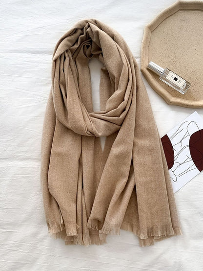 Women's Women's Shawls & Wraps Party Black Scarf Pure Color / Basic / Red / Fall / Winter / Imitation Cashmere - LuckyFash™