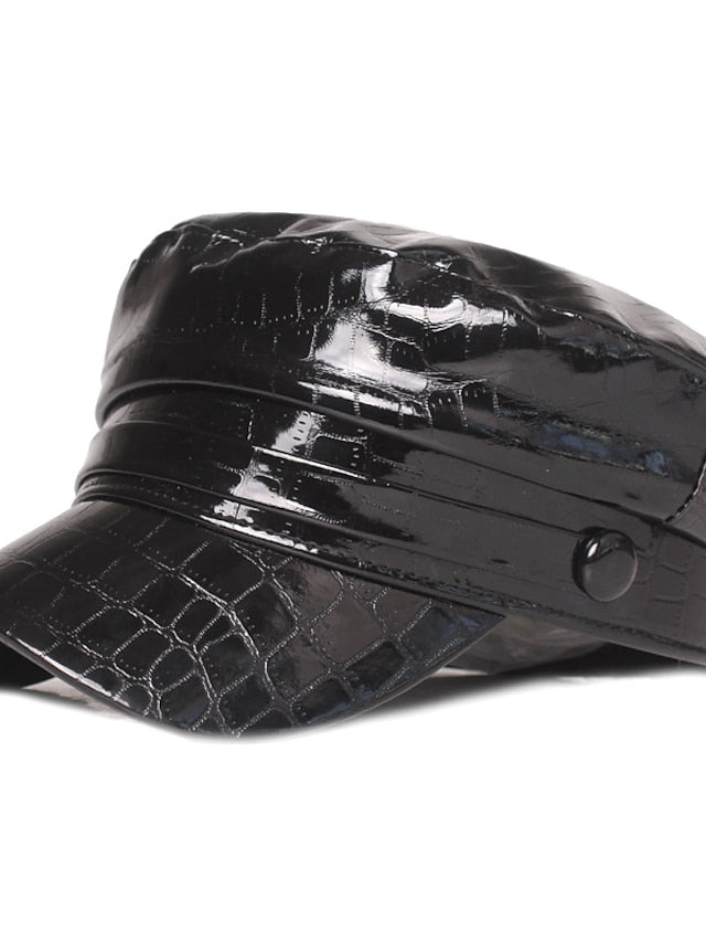 New Black Brown Colors Pu Leather Cap Fashion Caps Beret Ladies Retro Newsboy Hat Outdoor Sun Hats - LuckyFash™