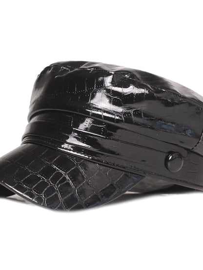 New Black Brown Colors Pu Leather Cap Fashion Caps Beret Ladies Retro Newsboy Hat Outdoor Sun Hats - LuckyFash™