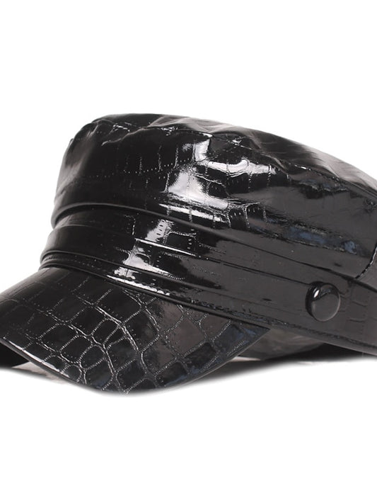 New Black Brown Colors Pu Leather Cap Fashion Caps Beret Ladies Retro Newsboy Hat Outdoor Sun Hats - LuckyFash™