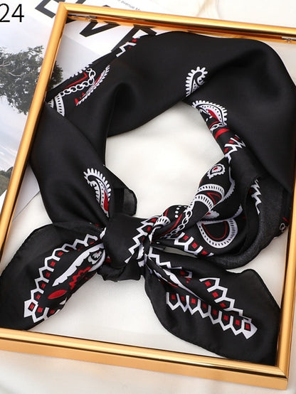 Vintage Print Silk Shawl Square Scarf for Women Satin Hijab Fashion Wraps Neckerchief Female Hair Bands Ribbon Headband Bandana - LuckyFash™
