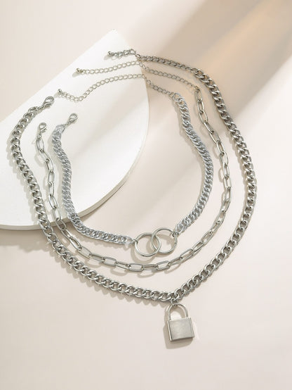 Lock Charm Chunky Chain Necklace Set - 3pcs - LuckyFash™