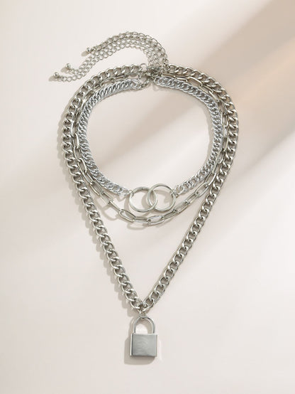 Lock Charm Chunky Chain Necklace Set - 3pcs - LuckyFash™