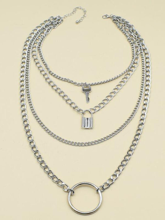 Lock Layered Chain Necklace - LuckyFash™