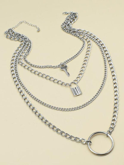 Lock Layered Chain Necklace - LuckyFash™