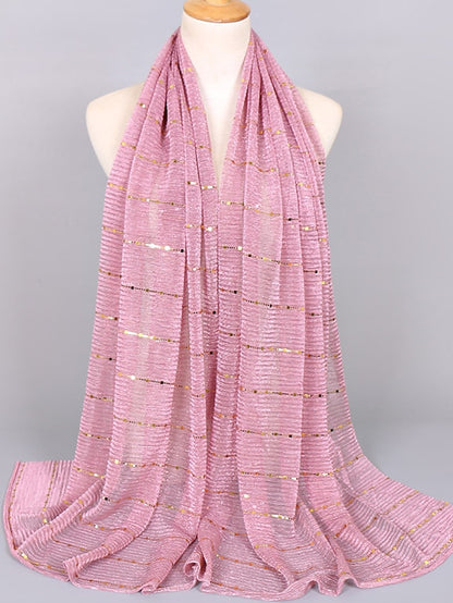 Plain Color Slide silk crumpled silver silk Hijab Headband Female Islamic Head Cover Wrap for Women Muslim Hijabs Hair Scarves - LuckyFash™