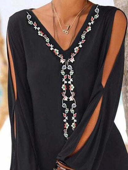 Long Sleeve V-neck Casual Mini Dress - LuckyFash™