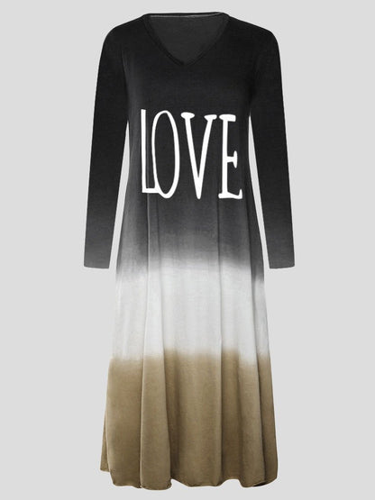 Loose Contrast Stitching Long-sleeved Dress - LuckyFash™