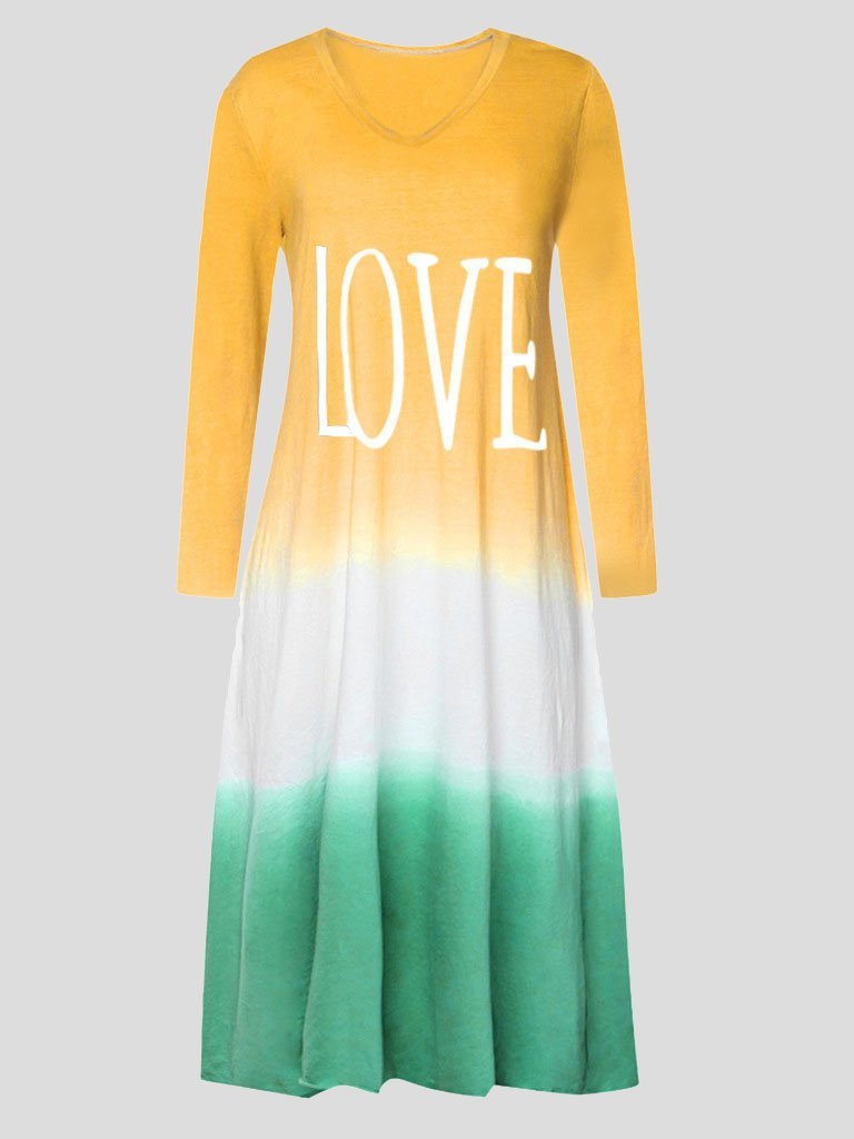 Loose Contrast Stitching Long-sleeved Dress - LuckyFash™