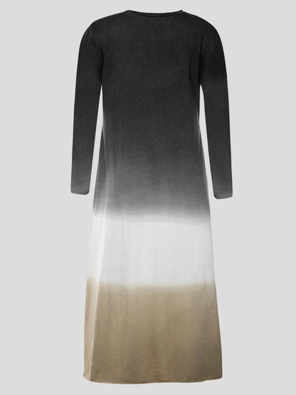 Loose Contrast Stitching Long-sleeved Dress - LuckyFash™