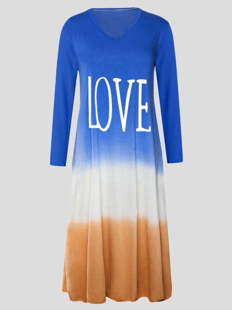 Loose Contrast Stitching Long-sleeved Dress - LuckyFash™