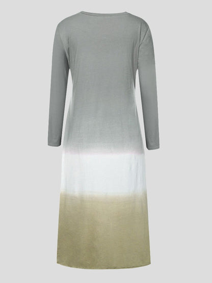 Loose Contrast Stitching Long-sleeved Dress - LuckyFash™