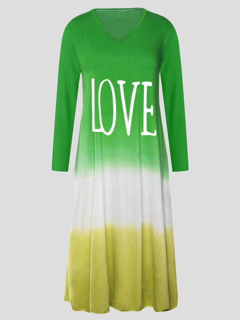 Loose Contrast Stitching Long-sleeved Dress - LuckyFash™