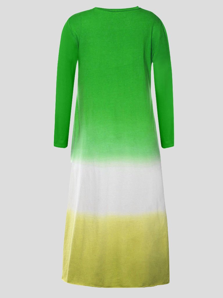 Loose Contrast Stitching Long-sleeved Dress - LuckyFash™