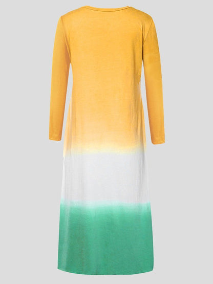 Loose Contrast Stitching Long-sleeved Dress - LuckyFash™