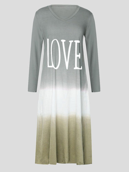 Loose Contrast Stitching Long-sleeved Dress - LuckyFash™