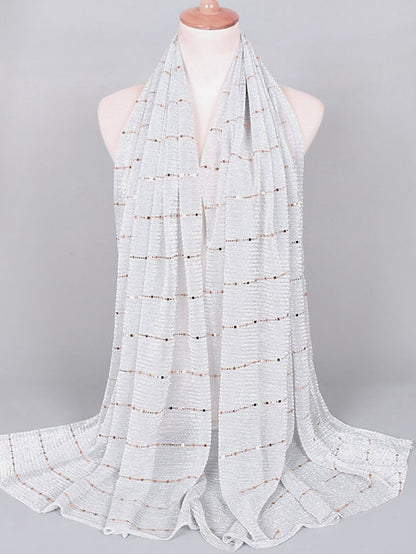 Plain Color Slide silk crumpled silver silk Hijab Headband Female Islamic Head Cover Wrap for Women Muslim Hijabs Hair Scarves - LuckyFash™