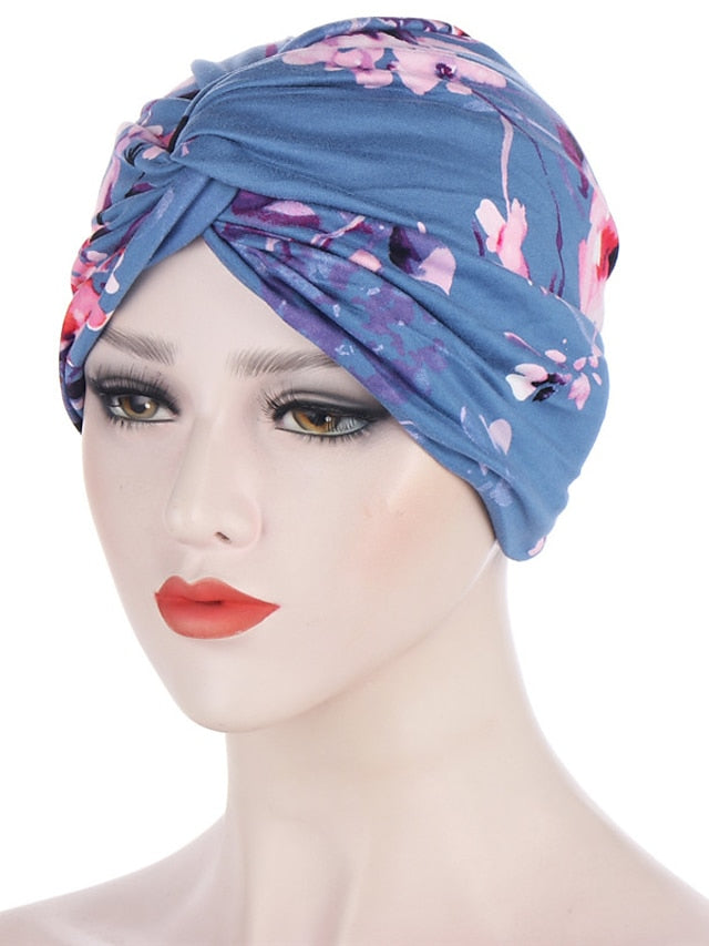 Women Muslim Daily Turban Folding Cross Knotted Hair Scarf Elastic Head Wrap Headwear Bandanas Lady Hair Hats Beanie Hair Loss Accessories - LuckyFash™