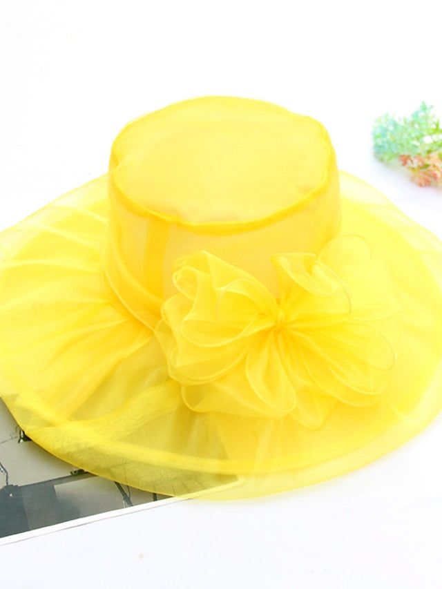 Women's Hat Fedora Hat Black Blue Purple Wedding Party Outdoor Floral Tulle Flower Portable Comfort Breathable - LuckyFash™