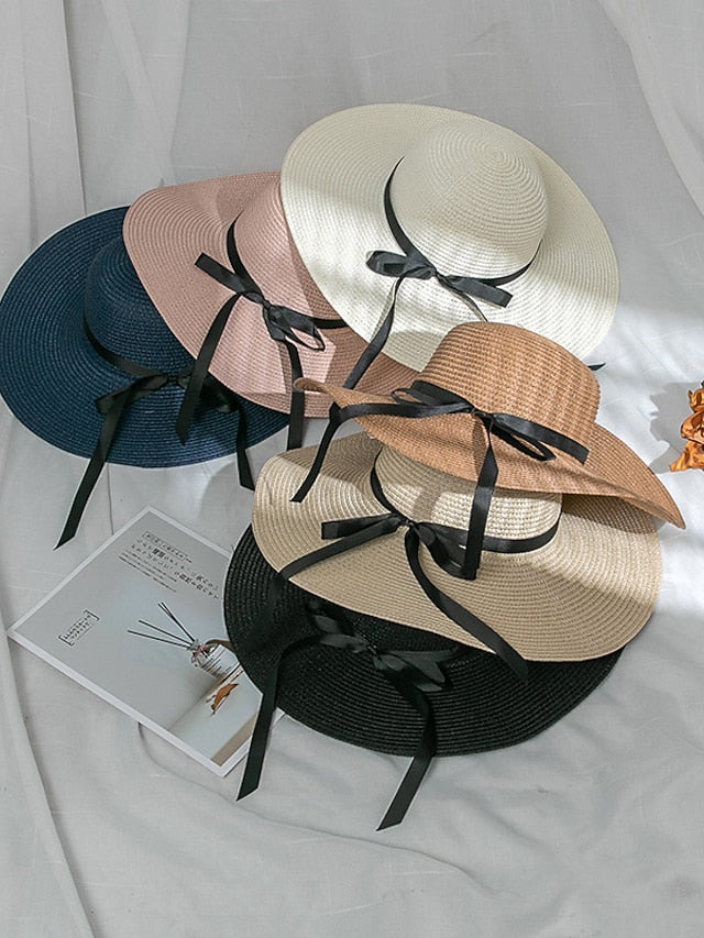 Multi Colors with Black Ribbon Beach Hat Floppy Beach Hats Personalized Beach Hat Friend Gift Summer Sun Hat - LuckyFash™