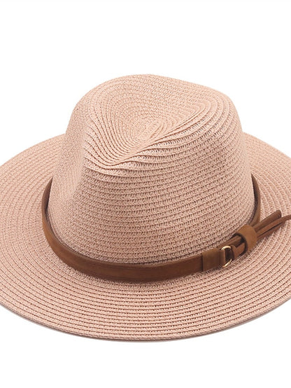New Summer Straw Sun Hat Women Wide Brim Summer Outing Sun Visor Holiday Cool Hat Seaside Beach Sunscreen Hat Lady Jazz Hat - LuckyFash™