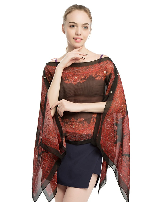 Women's Satin Scarves Shawl Daily Holiday Chiffon Vacation Casual Bohemia Sunscreen Outdoor 1 PC - LuckyFash™