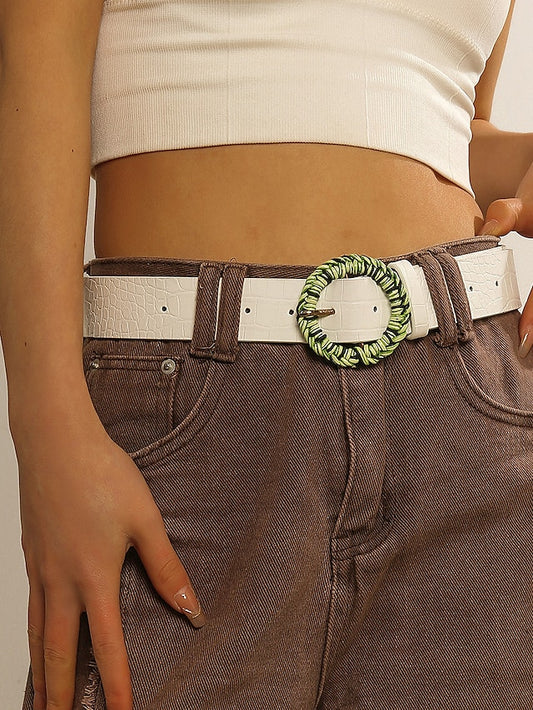 Women's Belt PU White Waist Belt Dailywear Festival Plaid Pure Color - LuckyFash™