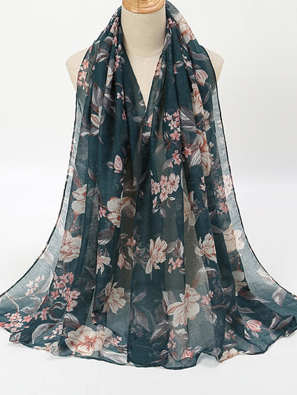 Fashion Women Floral Voile Soft Hijabs Bohemia Casual Scarf Muslim Ladies Printed Thin Shawl 180*70cm for Women - LuckyFash™