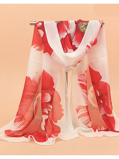 Women'S Large Floral Silk Scarf Cycling Sun Protection Long Scarf - LuckyFash™