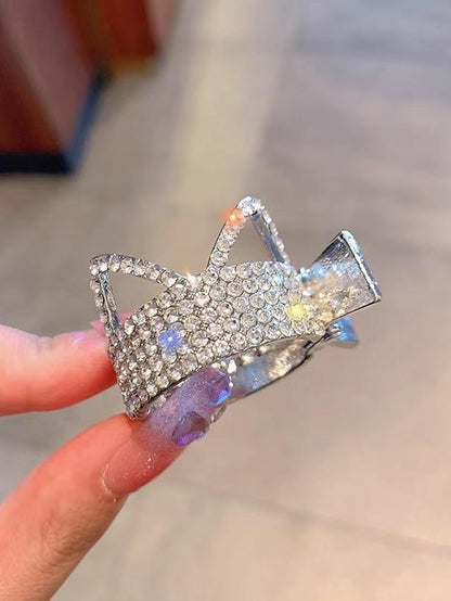 Women's Hair Clip For Daily Classic Crystal Alloy Crown Rhinestone Grabber Pearl Rhinestone Grabber Crown Black Diamond Hair Clip - LuckyFash™