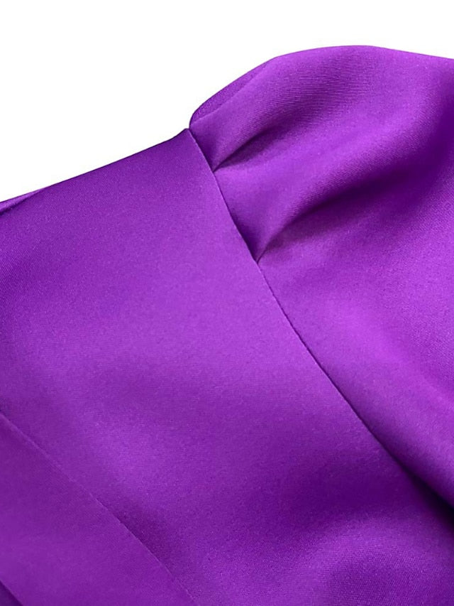 Womenâ€˜s Formal Party Dress Wedding Guest Dress Long Dress Maxi Dress Purple Yellow Red Short Sleeve Pure Color Bow Spring Summer High Neck 2023 S M L XL XXL 3XL - LuckyFash™