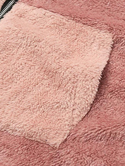 Fleece Jacket Pullover Casual Sherpa Fleece Teddy Zip Up Front Pocket Black Light Green Pink Cat Street Hoodie Plus Size Long Sleeve Fleece for Women - LuckyFash™