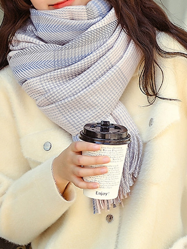 Women's Women's Shawls & Wraps Outdoor Dailywear Holiday Camel Blue Pink Scarf Plaid - LuckyFash™