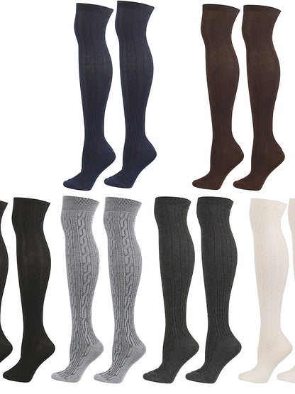 Women's Knee High Socks Home Daily Solid Color Polyester Spandex Basic Classic Warm 1 Pair - LuckyFash™