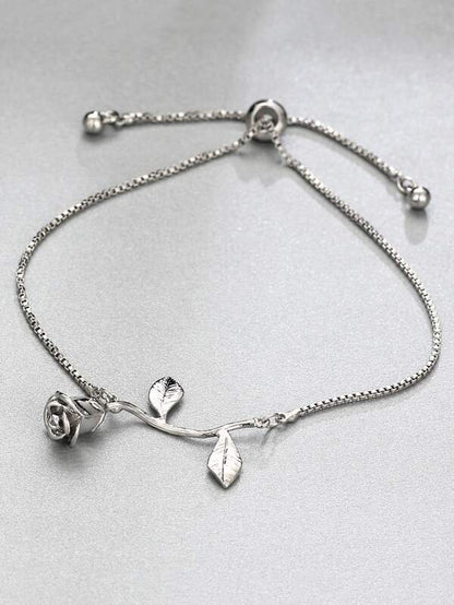 Metal Rose Detail Link Bracelet 1pc - LuckyFash™
