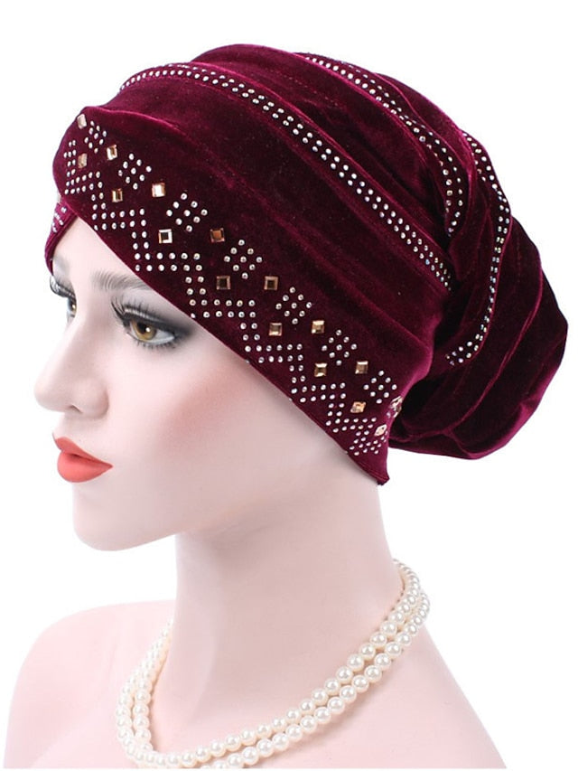 Solid Color Inner Hijabs Muslim Turban Caps For Women With Drill Ethnic Islamic Wrap Head Turbante Ready To Wear Hijab Bonnet - LuckyFash™
