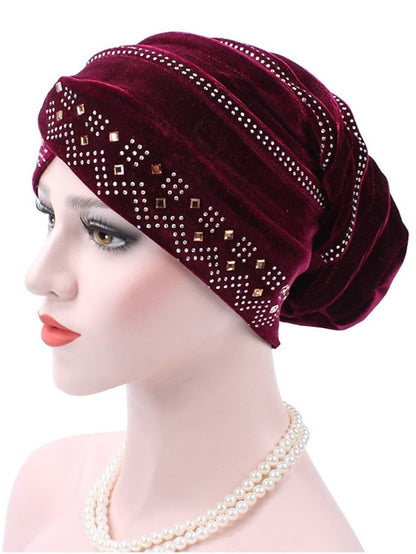 Solid Color Inner Hijabs Muslim Turban Caps For Women With Drill Ethnic Islamic Wrap Head Turbante Ready To Wear Hijab Bonnet - LuckyFash™